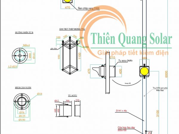 Đèn tín hiệu giao thông năng lượng mặt trời TQS-D300 đèn đôi